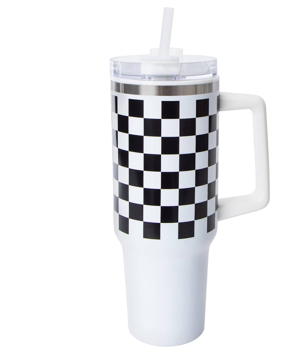 40 oz Stainless Steel Checkered Tumbler