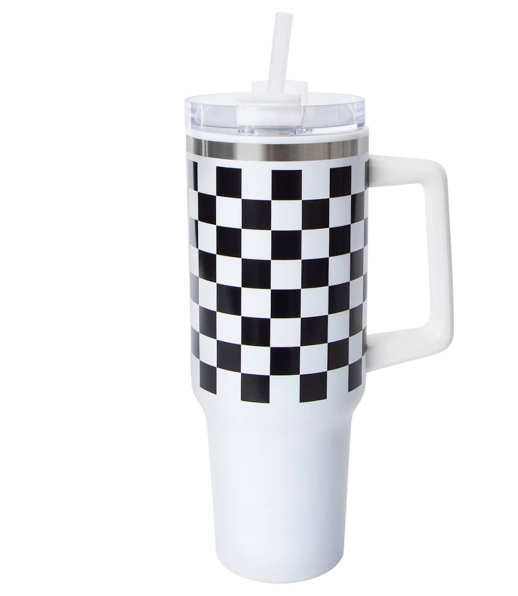40 oz Stainless Steel Checkered Tumbler