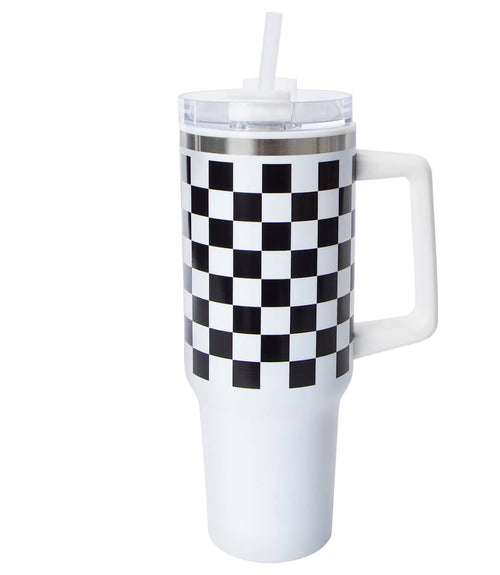 40 oz Stainless Steel Checkered Tumbler